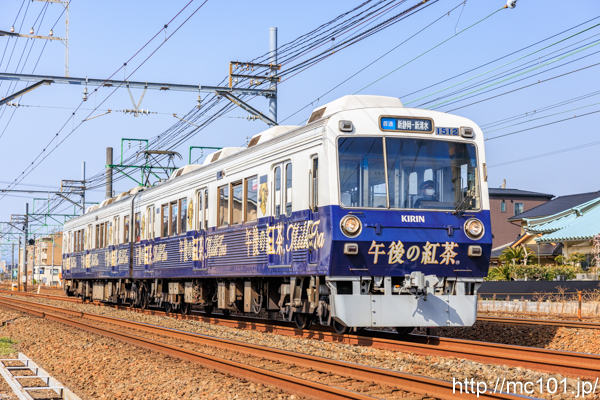 静岡鉄道静岡清水線 狐ヶ崎～桜橋間で撮影した静岡鉄道1000形1512を先頭とする列車(1012F)の写真