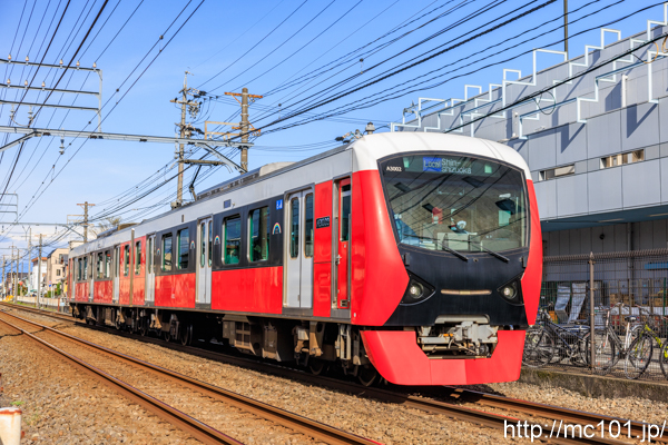 静岡鉄道静岡清水線 草薙～御門台間で撮影した静岡鉄道A3000形A3002を先頭とする列車(A3002F)の写真
