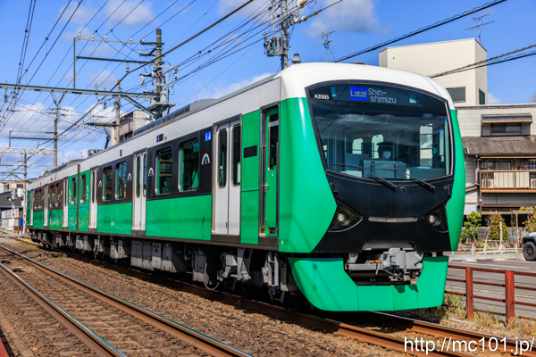 静岡鉄道静岡清水線 音羽町～春日町間で撮影した静岡鉄道A3000形A3503を先頭とする列車(A3003F)の写真