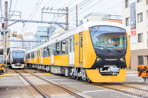 静岡鉄道静岡清水線 日吉町駅付近で撮影した静岡鉄道A3000形A3504を先頭とする列車(A3004F)の写真