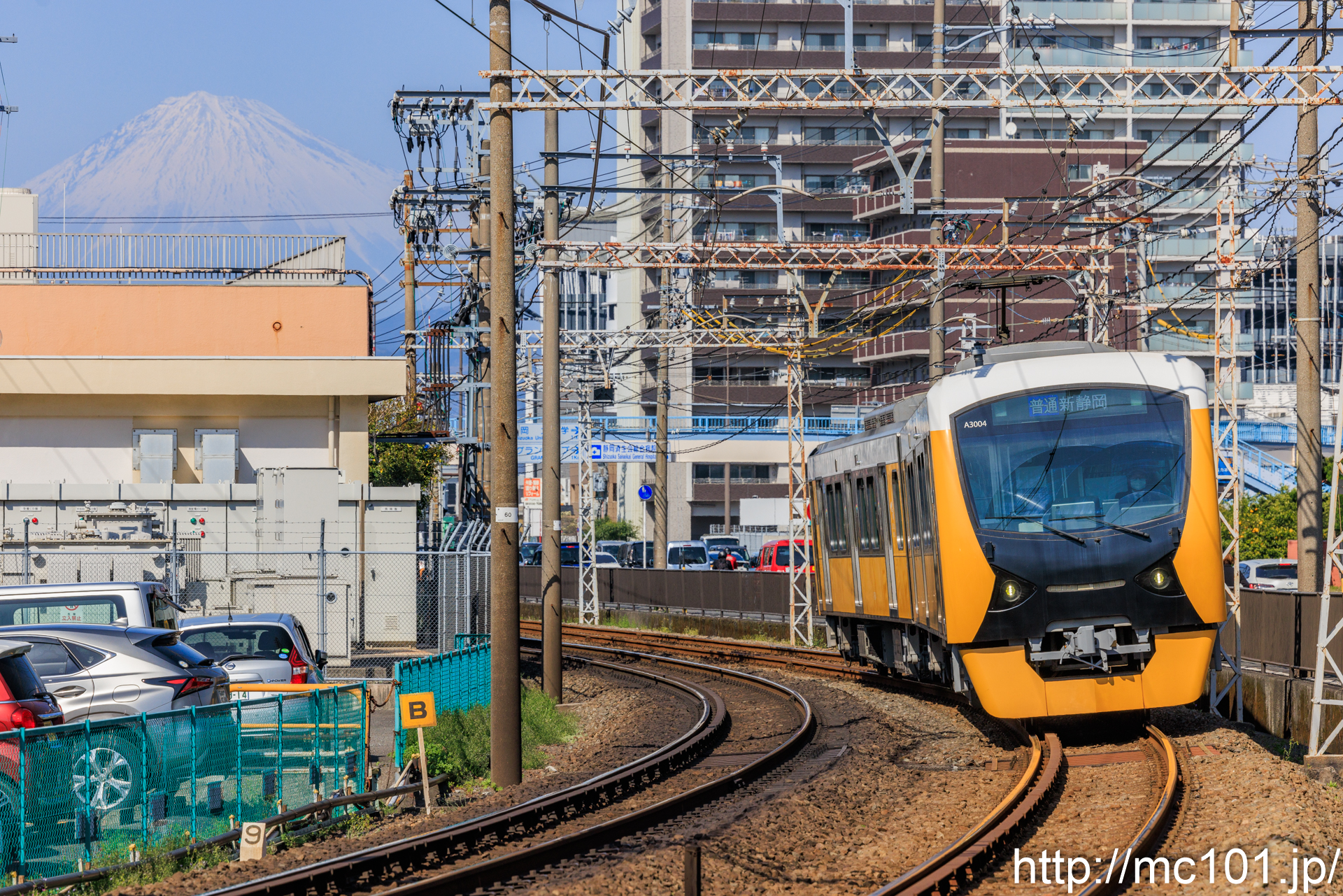 静岡鉄道静岡清水線 春日町～柚木間で撮影した静岡鉄道A3000形A3004を先頭とする列車(A3004F)の写真