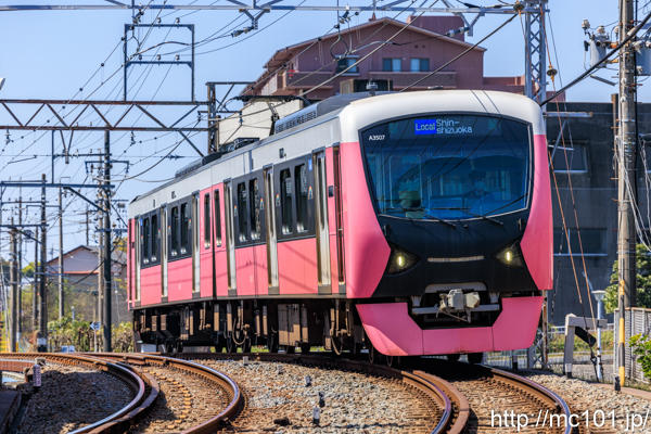 静岡鉄道静岡清水線 入江岡～新清水間で撮影した静岡鉄道A3000形A3507を先頭とする列車(A3007F)の写真