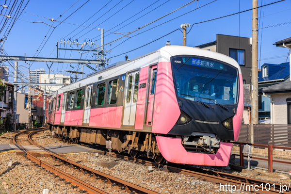 静岡鉄道静岡清水線 音羽町～春日町間で撮影した静岡鉄道A3000形A3507を先頭とする列車(A3007F)の写真