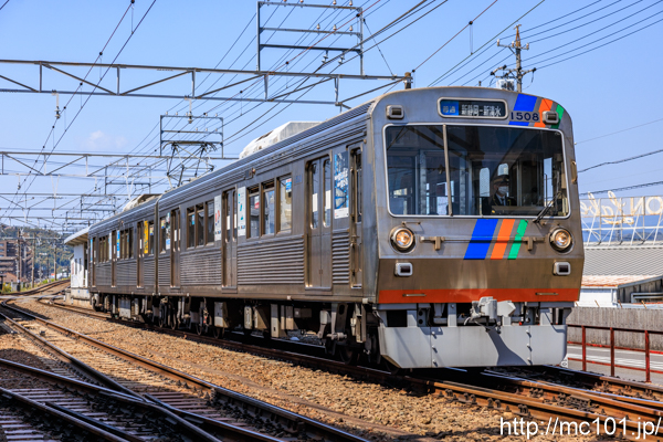 静岡鉄道静岡清水線 県総合運動場駅付近で撮影した静岡鉄道1000形1508を先頭とする列車(1008F)の写真