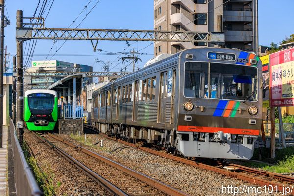 静岡鉄道静岡清水線 柚木駅付近で撮影した静岡鉄道1000形1508を先頭とする列車(1008F)の写真