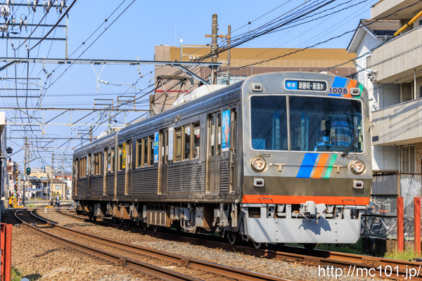 静岡鉄道静岡清水線 草薙駅付近で撮影した静岡鉄道1000形1008を先頭とする列車(1008F)の写真