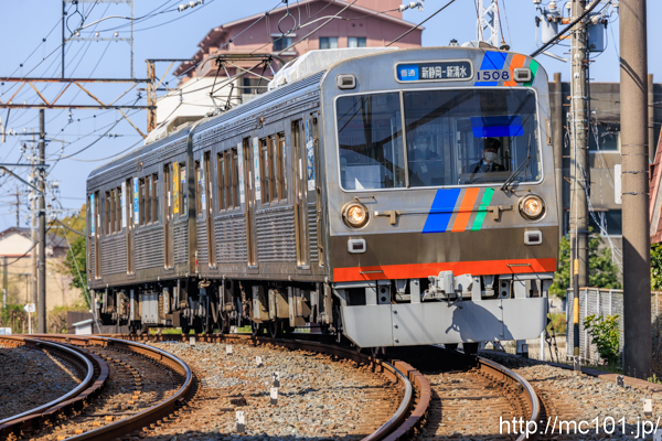 静岡鉄道静岡清水線 柚木駅付近で撮影した静岡鉄道1000形1508を先頭とする列車(1008F)の写真