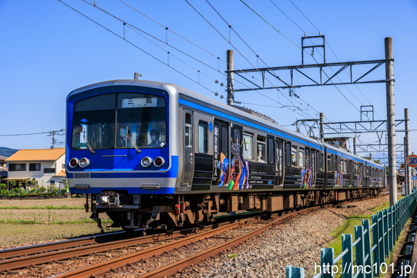 伊豆箱根鉄道駿豆線 大場駅付近で撮影した伊豆箱根鉄道3000系3009を先頭とする列車(3505F)の写真