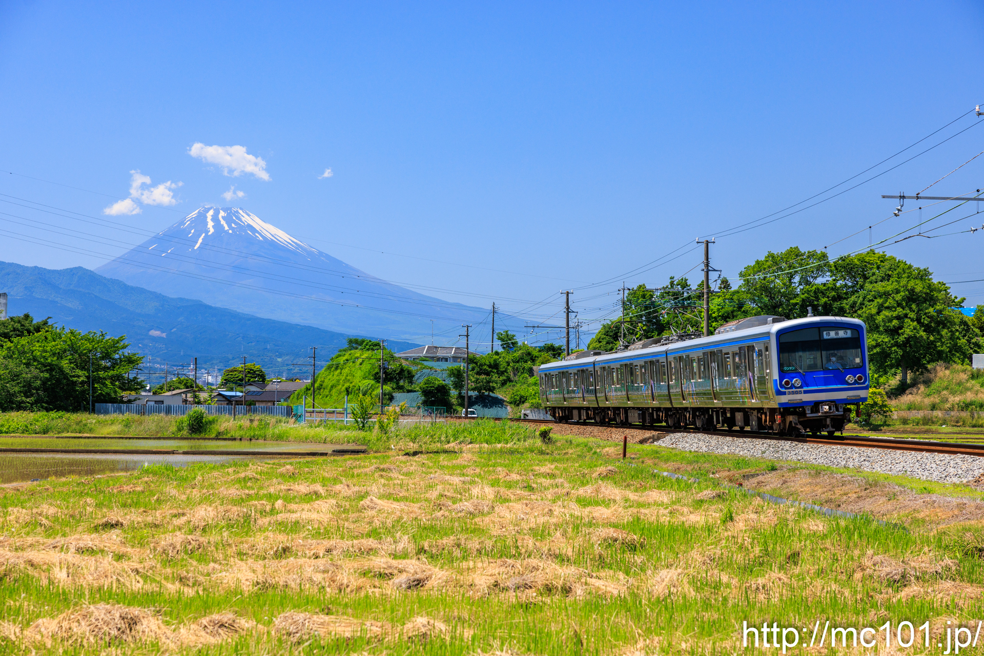 伊豆箱根鉄道駿豆線 三島二日町～大場間で撮影した伊豆箱根鉄道3000系3505を先頭とする列車(3505F)の写真