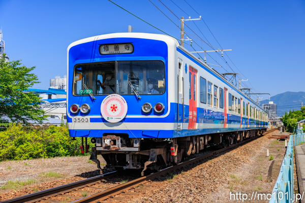 伊豆箱根鉄道駿豆線 三島二日町～大場間で撮影した伊豆箱根鉄道3000系3503を先頭とする列車(3503F)の写真