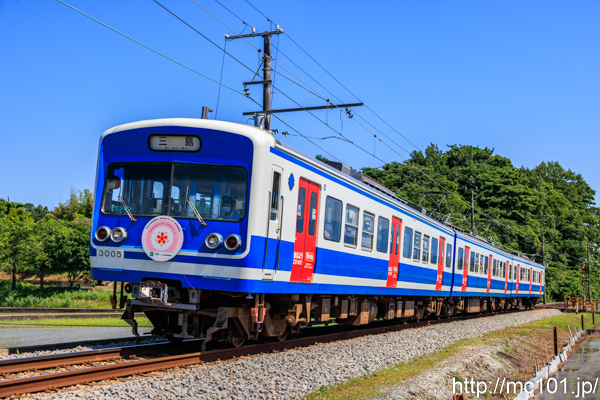 伊豆箱根鉄道駿豆線 三島二日町～大場間で撮影した伊豆箱根鉄道3000系3005を先頭とする列車(3503F)の写真