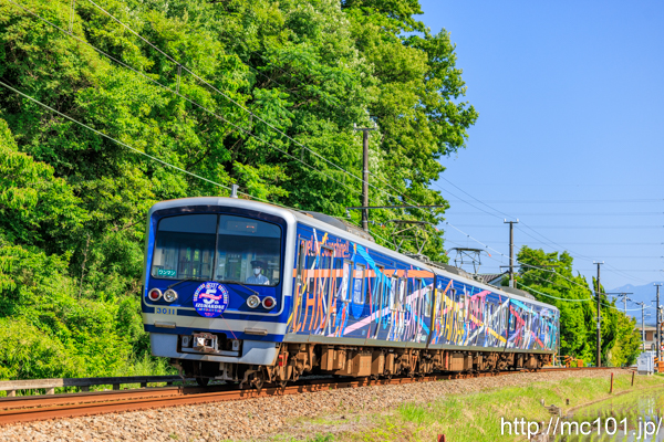 伊豆箱根鉄道駿豆線 三島二日町～大場間で撮影した伊豆箱根鉄道3000系3011を先頭とする列車(3506F)の写真