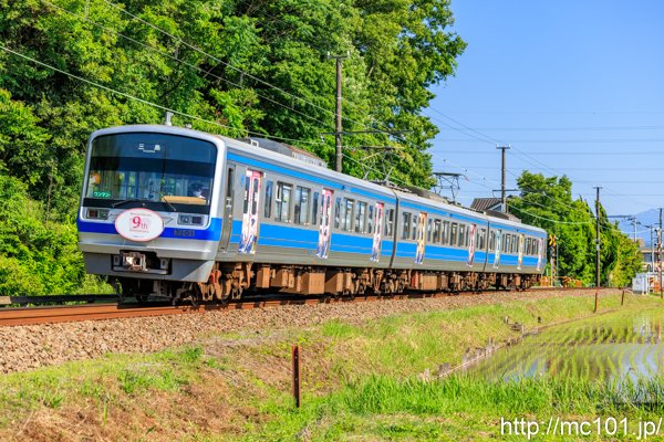 伊豆箱根鉄道駿豆線 三島二日町～大場間で撮影した伊豆箱根鉄道7000系7101を先頭とする列車(7501F)の写真