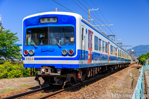伊豆箱根鉄道駿豆線 三島二日町～大場間で撮影した伊豆箱根鉄道3000系3504を先頭とする列車(3504F)の写真