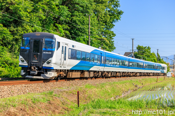 伊豆箱根鉄道駿豆線 三島二日町～大場間で撮影したJR東日本E257系クハE257-2506を先頭とする列車(NC-31編成)の写真