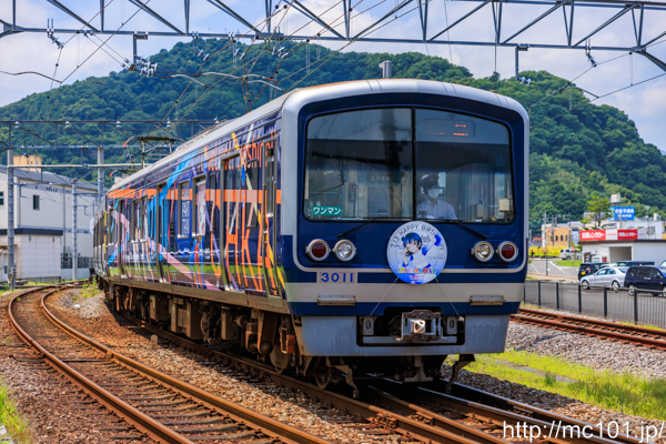 伊豆箱根鉄道駿豆線 修善寺駅付近で撮影した伊豆箱根鉄道3000系3011を先頭とする列車(3506F)の写真