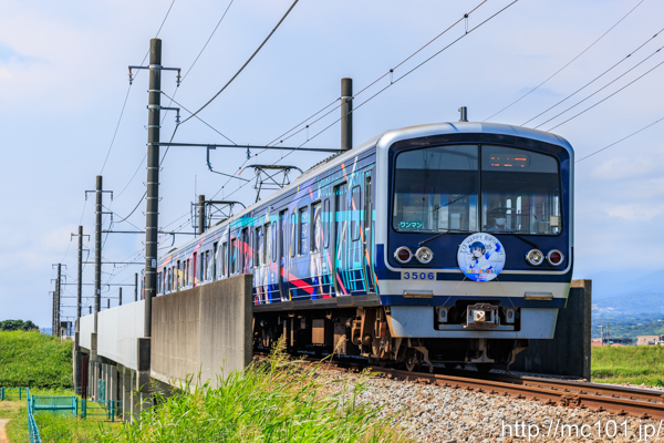伊豆箱根鉄道駿豆線 伊豆仁田～原木間で撮影した伊豆箱根鉄道3000系3506を先頭とする列車(3506F)の写真