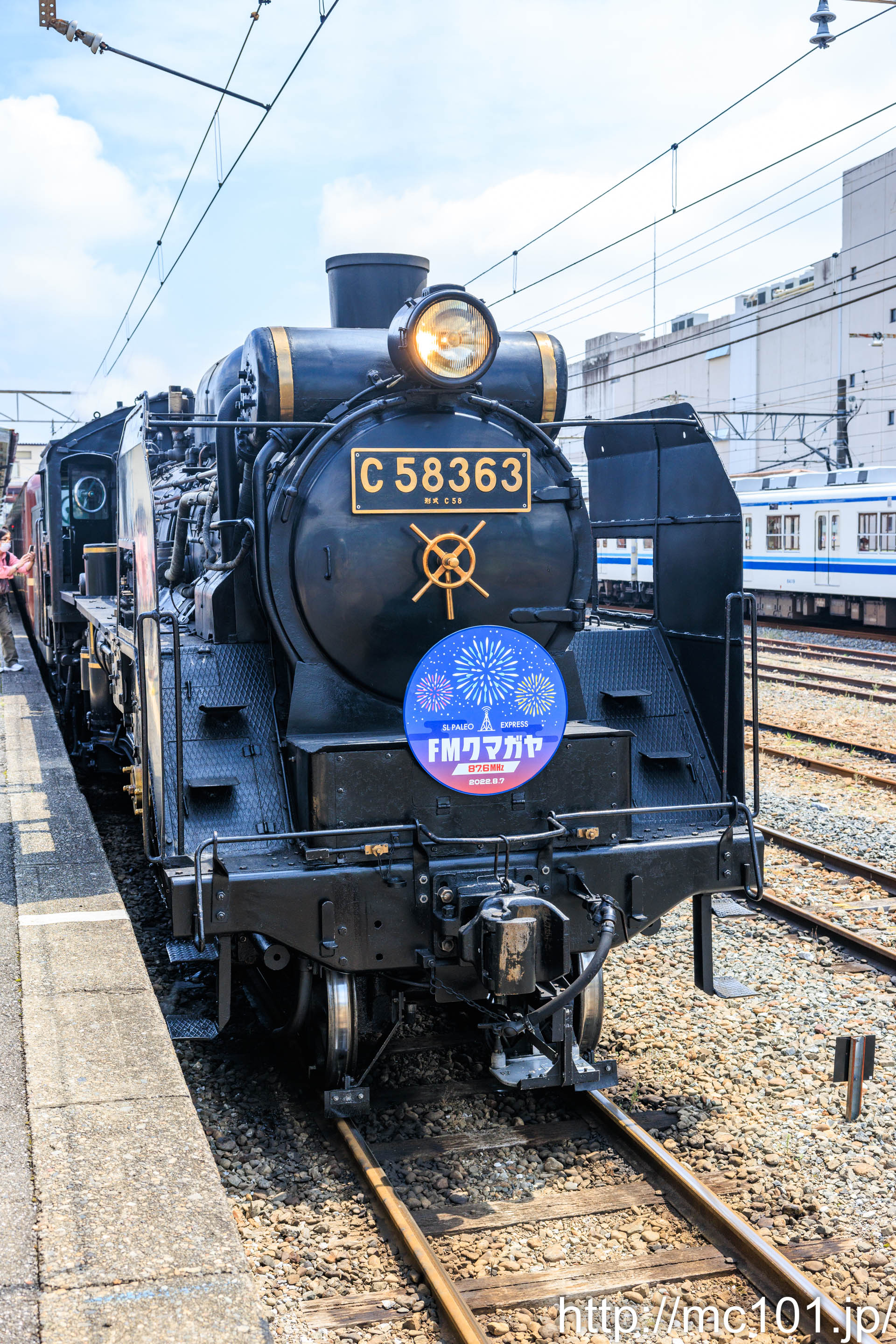 秩父鉄道秩父本線 寄居駅で撮影した秩父鉄道C58 363号機 + 12系客車の写真