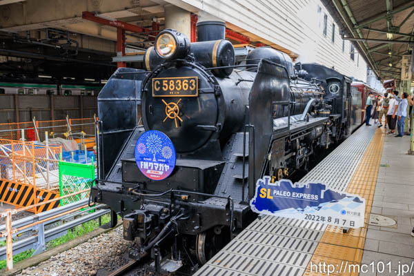秩父鉄道秩父本線 熊谷駅で撮影した秩父鉄道C58 363号機 + 12系客車の写真