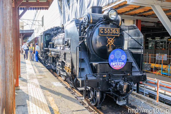 秩父鉄道秩父本線 熊谷駅で撮影した秩父鉄道C58 363号機 + 12系客車の写真