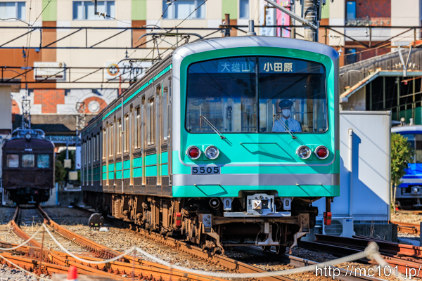 伊豆箱根鉄道大雄山線 大雄山駅付近で撮影した伊豆箱根鉄道5000形5505を先頭とする列車(5505F)の写真
