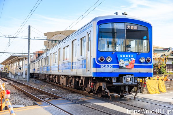 伊豆箱根鉄道大雄山線 和田河原駅で撮影した伊豆箱根鉄道5000系5005を先頭とする列車(5004F)の写真