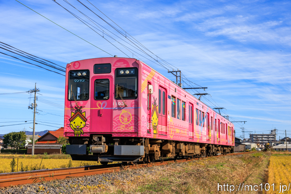 一畑電車北松江線 旅伏～雲州平田間で撮影した一畑電車1000系1103を先頭とする列車(1003F)の写真