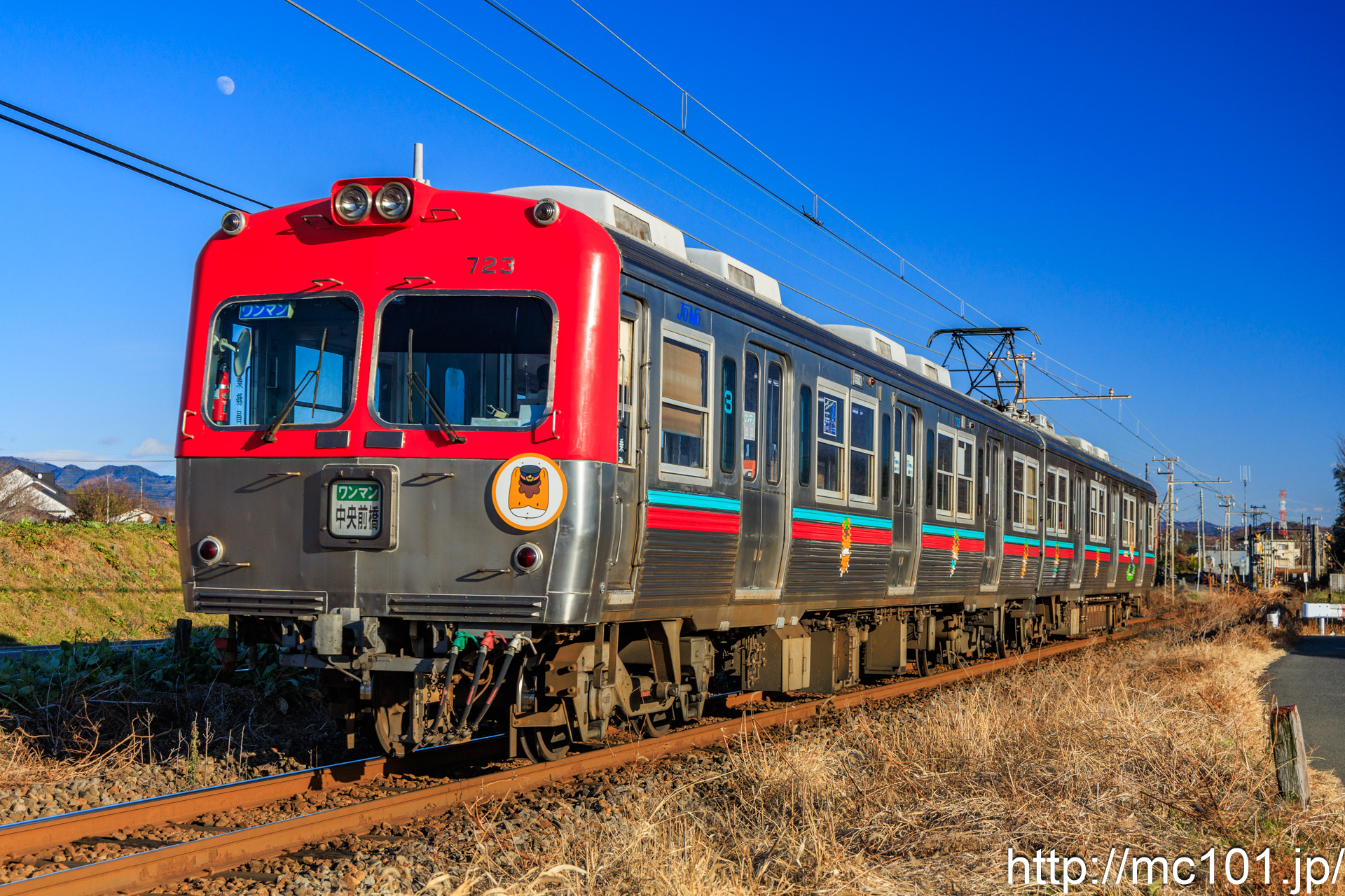 上毛電気鉄道上毛線 粕川～膳間で撮影した上毛電気鉄道700形を先頭とする列車の写真