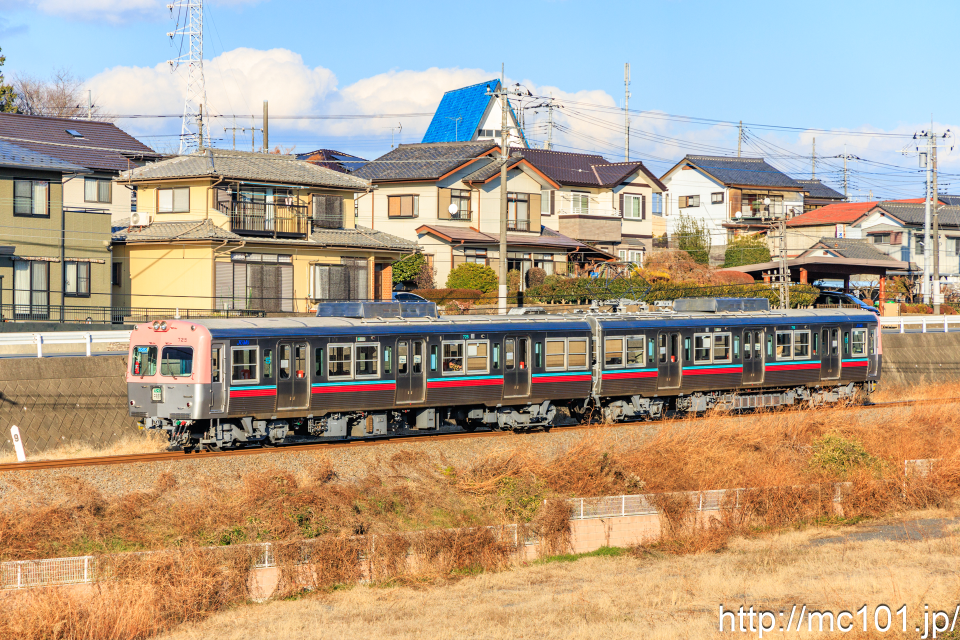 上毛電気鉄道上毛線 大胡～樋越間で撮影した上毛電気鉄道700形725を先頭とする列車の写真