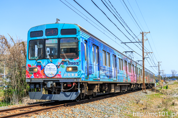 秩父鉄道秩父本線 武州中川～武州日野間で撮影した秩父鉄道7500系7507を先頭とする列車の写真