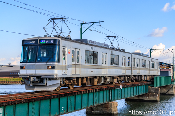 北陸鉄道浅野川線蚊爪～粟ヶ崎間 で撮影した北陸鉄道03系03-140 他 の写真