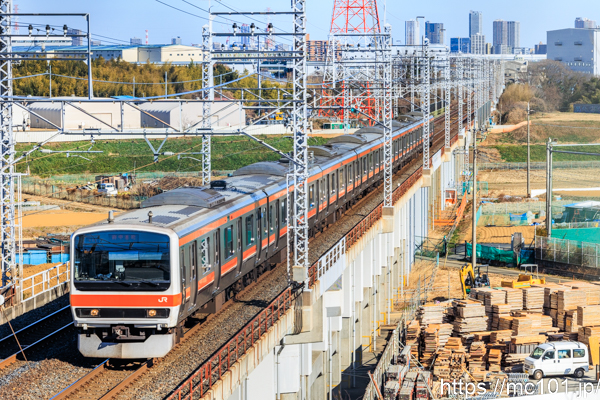 JR東日本武蔵野線北朝霞～西浦和間 で撮影したJR東日本209系500番台クハ209-512 他 の写真