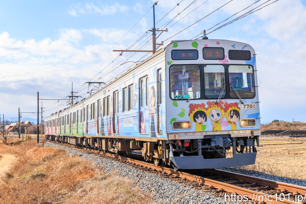 秩父鉄道秩父本線 武州荒木～東行田間で撮影した秩父鉄道7500系7701を先頭とする列車(7501F)の写真