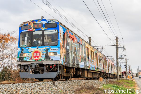 秩父鉄道秩父本線 ふかや花園～小前田間で撮影した秩父鉄道7500系7505を先頭とする列車(7505F)の写真