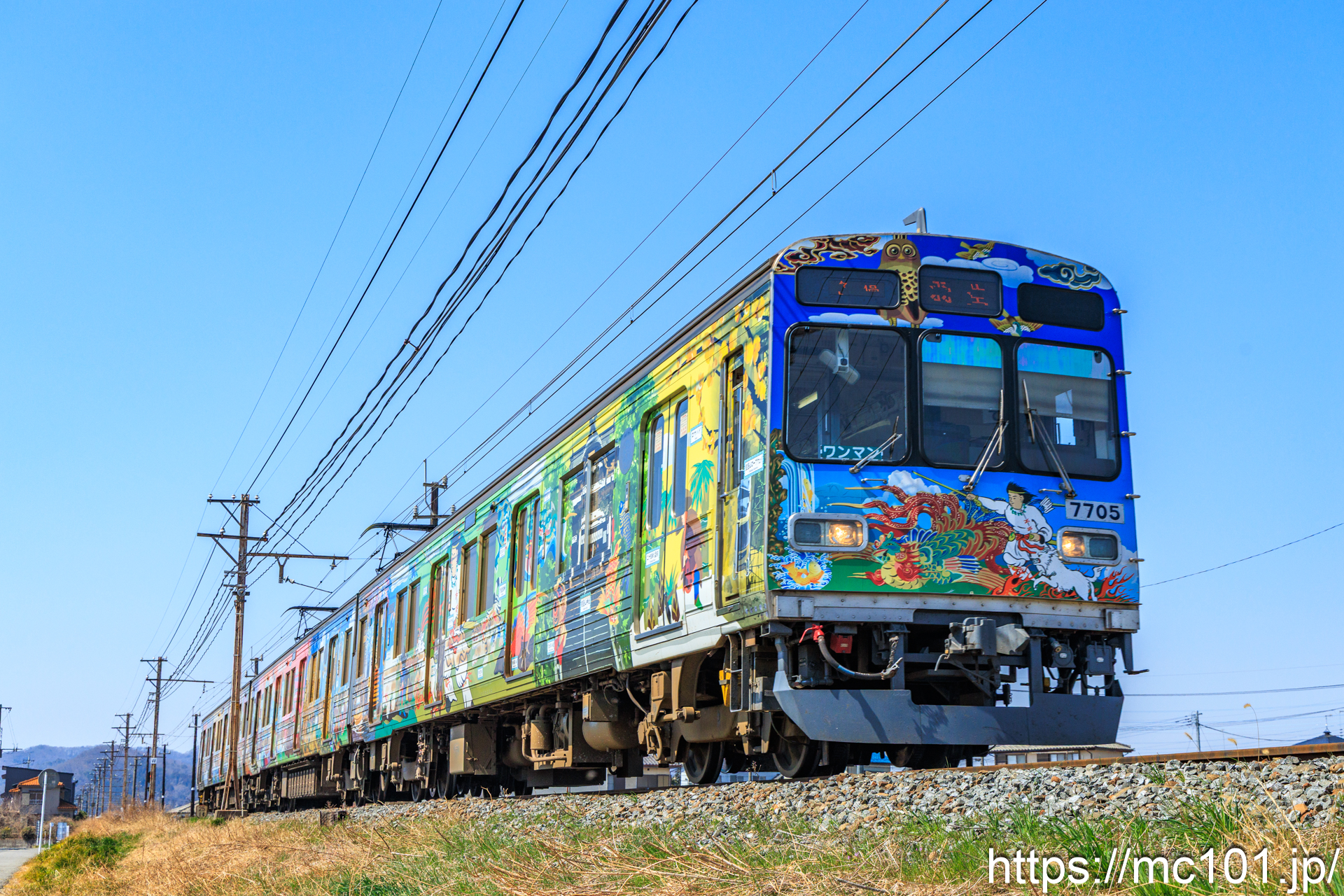 秩父鉄道秩父本線 ふかや花園～小前田間で撮影した秩父鉄道7500系7705を先頭とする列車(7505F)の写真
