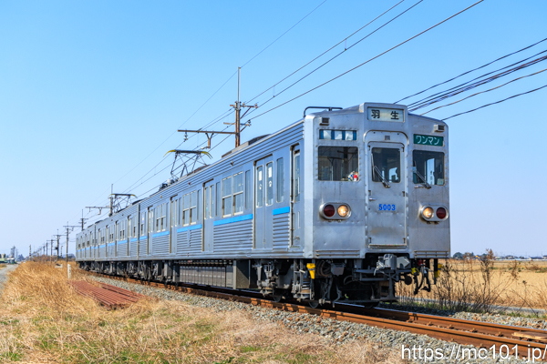 秩父鉄道秩父本線 新郷～武州荒木間で撮影した秩父鉄道5000系5003を先頭とする列車(5003F)の写真
