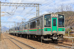[東北本線福島～東福島間] 3582M仙台シティラビット2号、701系F2-514編成他、719系じゃなくなってました。しかも全面表示は「回送」に変えられてました・・・。