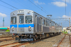 [弘南鉄道大鰐線津軽大沢車両検修所] 7000系7039F、影森行表示