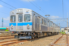 [弘南鉄道大鰐線津軽大沢車両検修所] 7000系7039F、長瀞行表示