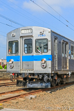 [弘南鉄道大鰐線津軽大沢車両検修所] 7000系7039F、ふかや花園行表示(縦)