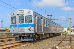 [弘南鉄道大鰐線津軽大沢車両検修所] 7000系7039F、羽生行表示