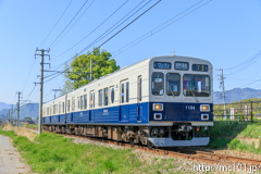 [上田電鉄別所線大学前～下之郷間] 35列車、1000系1004F、まるまどりーむ号mimaki
